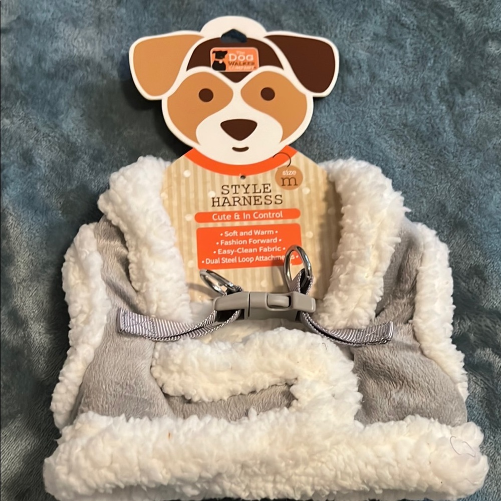 Dog Harness in Gray and White by
